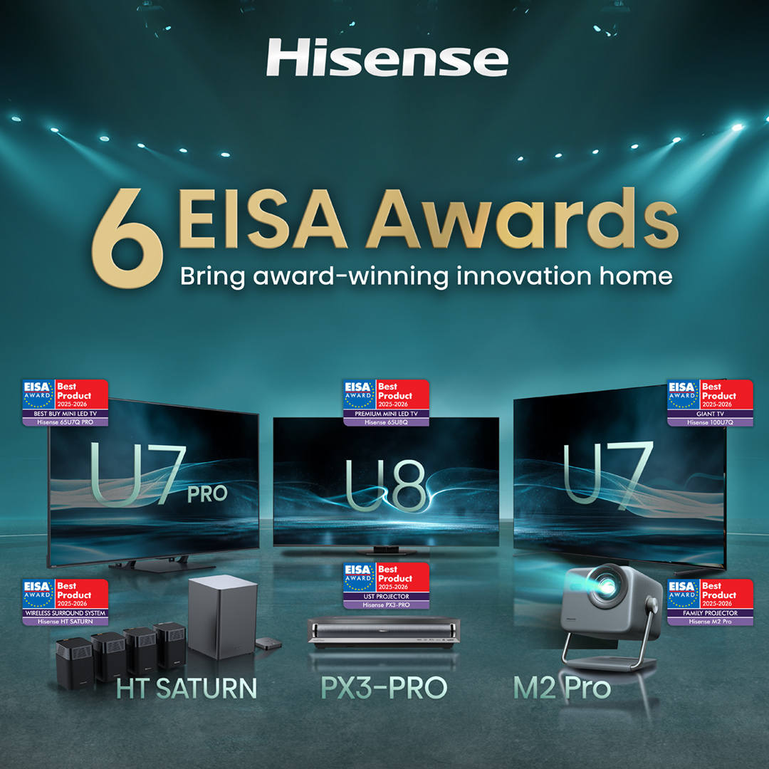 Η Hisense ξεχωρίζει διεθνώς με 6 βραβεία EISA 1 1. Η Hisense σαρώνει ξανά 6 διεθνή βραβεία που αλλάζουν τα δεδομένα της ψυχαγωγίας στο σπίτι